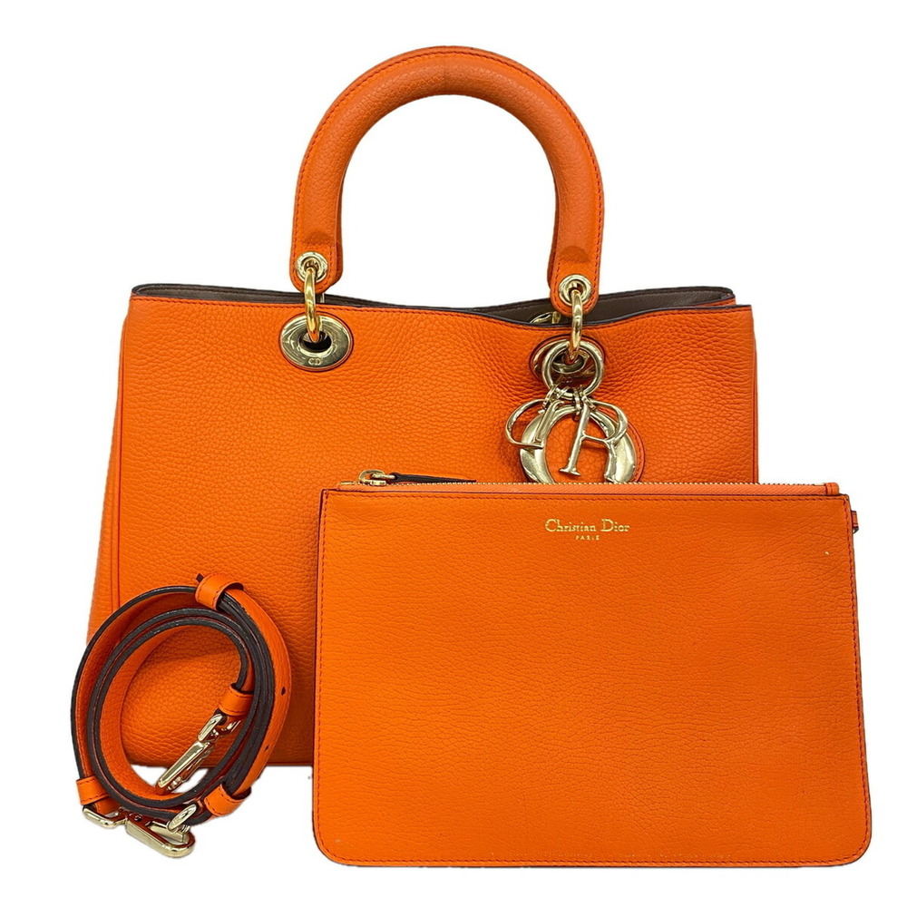 Christian Dior Diorissimo Leather Handbag, Orange, 2-way Bag for Women, P3333413